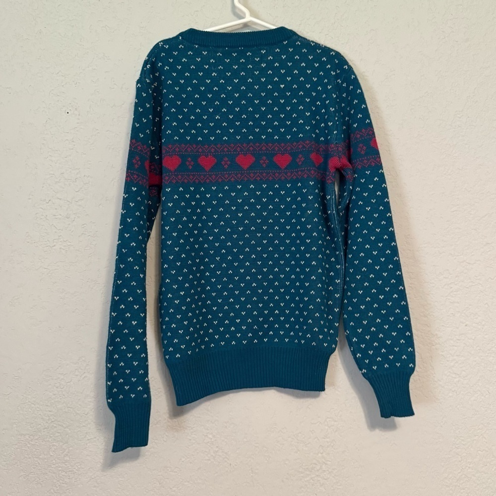Rocky Retro Style Heart Printed Wool Blend Knit Sweater - Picture 7 of 8